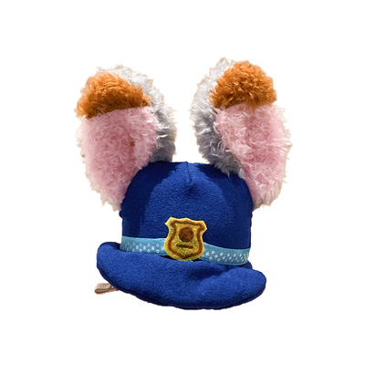 可爱朱迪兔子帽子发夹边夹