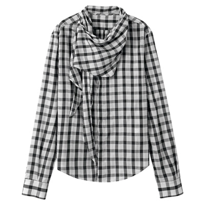 “浪漫诗人”复古格纹长袖衬衫女