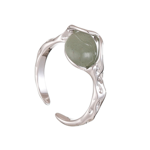 新中式镶嵌复古银色戒指女开口轻奢指环高级感2025新款爆款食指戒