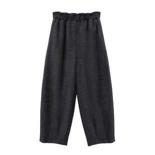 秋冬毛呢萝卜裤女九分裤2025年新款宽松休闲裤子女冬季雅痞哈伦裤