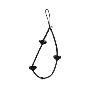 String Ting 午夜专线手机链Midnight适用于iPhone全系列便携挂链挂绳腕带配件串珠链条黑色爱心ROSE同款st