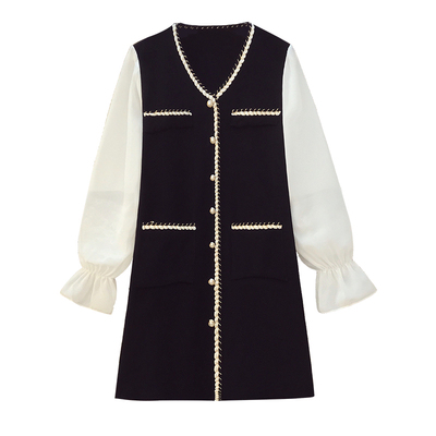 高端新款纯棉衬衫领泡泡袖孕妇装