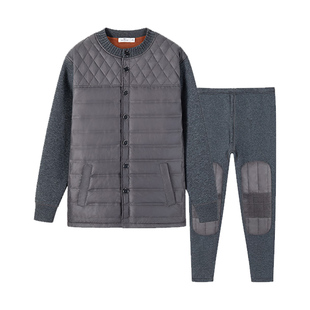 七匹狼羽绒保暖内衣套装男加绒加厚冬季老年零下40度护膝秋衣秋裤