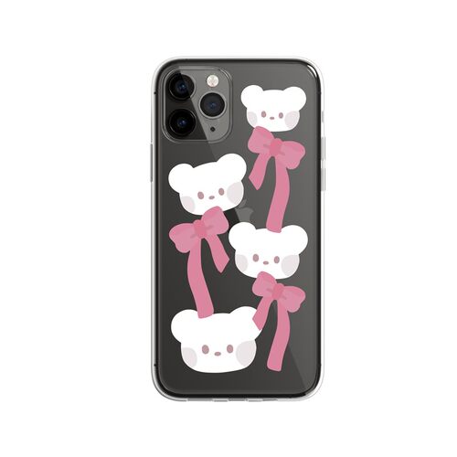 自制韩国ins粉色少女心芭蕾风蝴蝶结小熊iPhone14plus13promax12适用苹果11pro透明手机壳可挂绳软壳15pro16