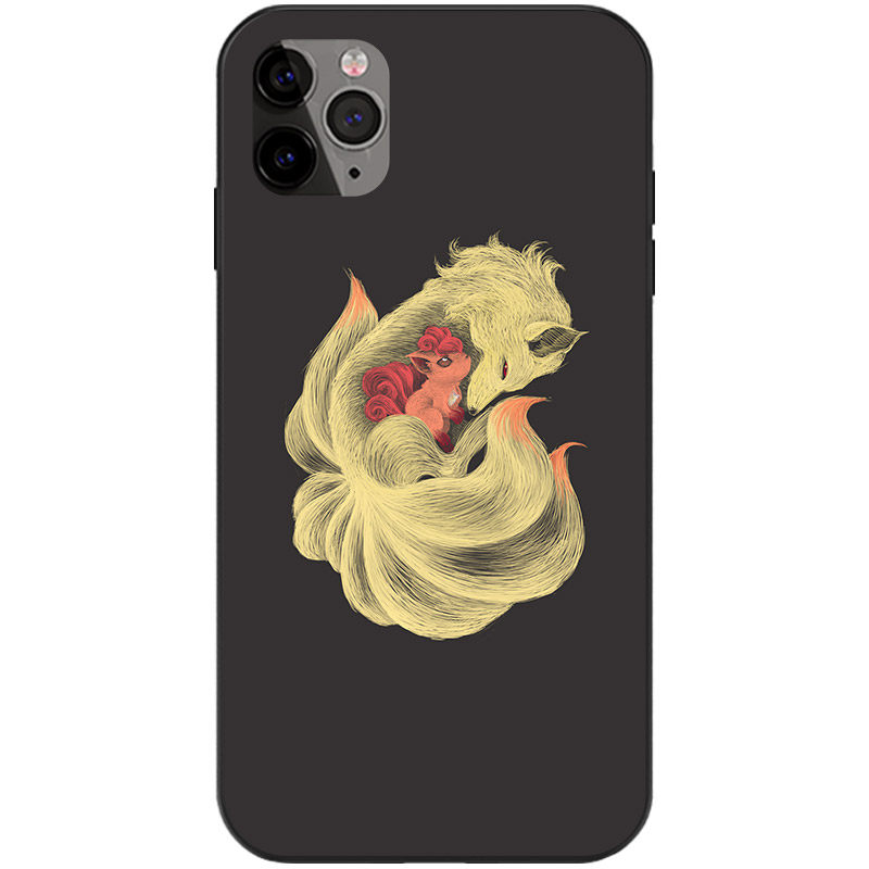六尾XS九尾宝可梦绘画手机壳适用iPhone16小米13光面玻璃12全包14苹果15ProMax神奇宝贝Plus安卓液态硅胶软壳