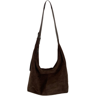 韩版麂皮绒单肩包女2025新款秋冬百搭斜挎包复古大容量通勤托特包