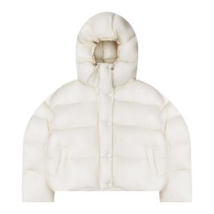 FDR官方店 高领连帽泡芙短款简约显瘦保暖90白鸭绒羽绒服女冬季