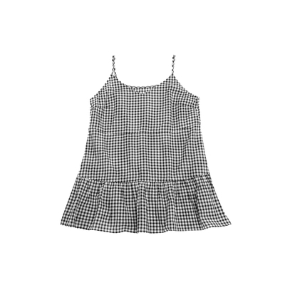 THESOONG/黑白格纹衫 经典纯莱赛尔绑带收腰撞色吊带背心HLBX8316