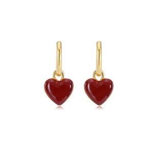 红色爱心滴釉耳环圈圈女2026新款爆款高级感秋冬气质复古耳圈耳扣