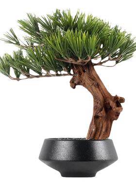 新中式绿植盆栽假花仿真迎客松