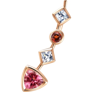 EMPHASIS艾斐诗「形」系列18K玫瑰金碧玺石榴石左耳环92418E