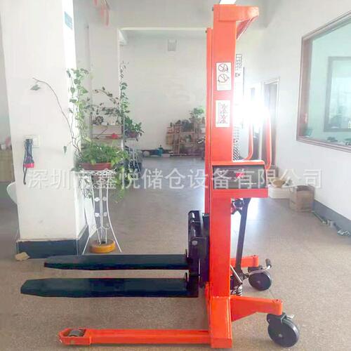 电子称重1/2吨手动堆高车升高车液压堆垛车小型搬运叉车带防爆