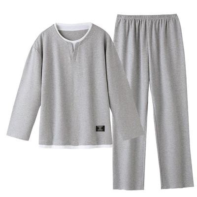 睡衣男士春秋款华夫格长袖家居服