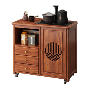 实木茶几客厅家用茶水柜储物边几中式茶台桌收纳柜带轮移动小茶桌
