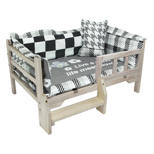 狗窝宠物床小型实木狗床泰迪床猫窝柯基床金毛床比熊床四季通用