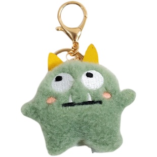 粉色毛绒小怪兽挂件ins人气网红创意搞怪个性情侣钥匙扣包包挂