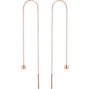 明牌珠宝18K金耳线 彩金玫瑰金圆珠长耳线多戴简约耳钉CSH0092