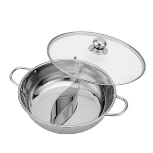 不锈钢火锅锅加厚无磁鸳鸯锅清汤锅带盖家用二味火锅盆电磁炉通用