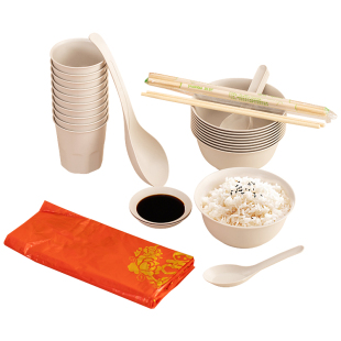 稻壳一次性餐具碗筷套装野餐十件套家用勺杯子饭碗结婚野营环保