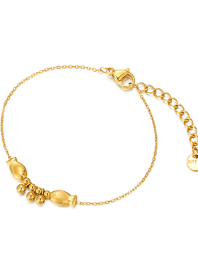 旭平【双鱼儿】仿黄金色三铃铛手链女小众高级感闺蜜手饰