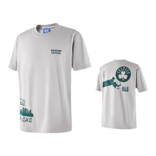 NBA球队文化系列湖人勇士凯尔特人宽松版浅灰白T恤