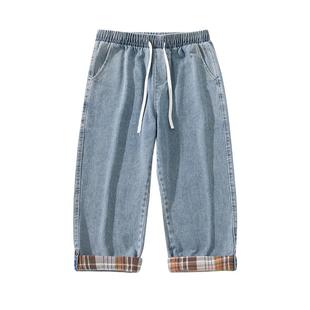 牛仔7七分裤男夏季薄款马裤宽松6六分短裤运动8八分裤休闲中裤子