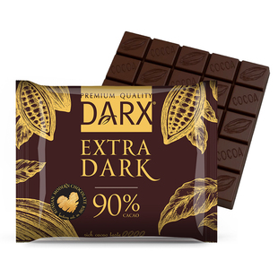 DARX俄罗斯进口高端黑巧克力90%纯可可脂纯黑巧70g经典排块