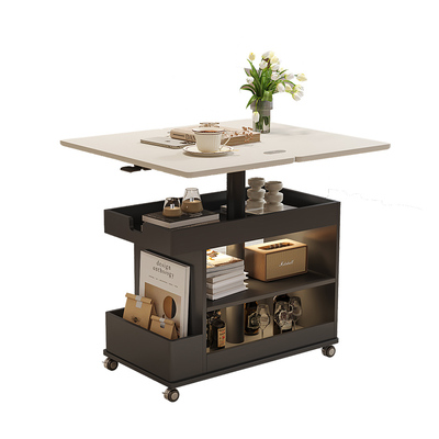 中古风实木移动茶几可移动升降式