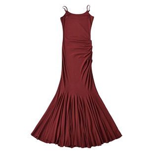 YoungGirlDay步步生莲纯欲氛围感褶皱收腰包臀鱼尾吊带连衣裙长裙