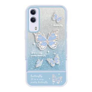 适用于VIVOY53s手机壳新款V2111A网红创意个性闪粉蝴蝶带支架的全包硅胶软壳vivo不会撞壳的情侣款防摔保护套