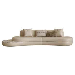PAULJOHN意式轻奢弧形沙发别墅豪宅设计师大户型客厅真皮沙发新款