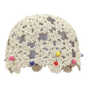 帽子女款夏季薄款镂空手工钩花针织帽网红显脸小文艺包头帽堆堆帽