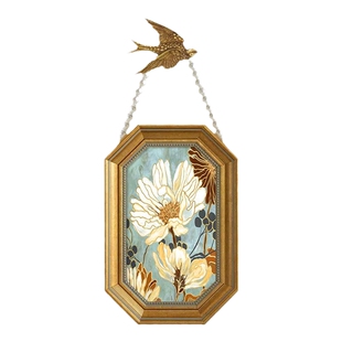 法式复古客厅装饰画卧室八角框壁画高级感客厅挂件墙上装饰品高档