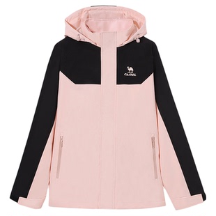 骆驼运动软壳外套女防风防水加绒登山服冲锋保暖抓绒休闲徒步夹克