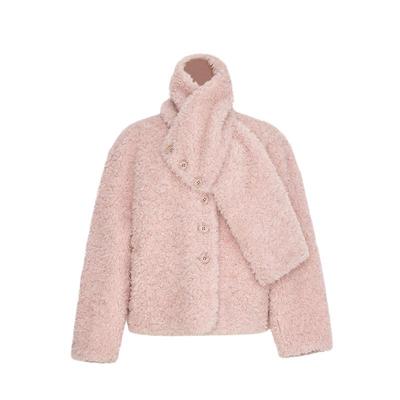 【商场同款】AUM噢姆2025年冬季新款机织羊毛短款箱型围巾外套女