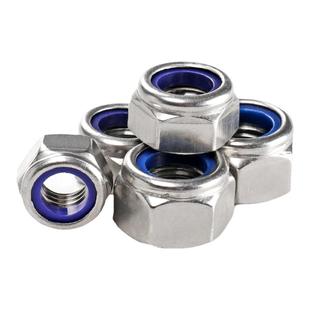 304不锈钢尼龙锁紧螺母六角防滑自锁螺帽 M3M24 DIN985防松螺丝帽