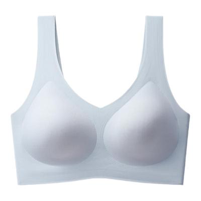 冰丝无痕内衣女美背背心文胸罩一体防下垂固定杯夏季薄款大胸显小