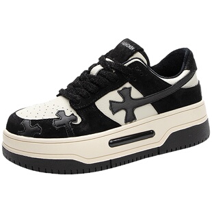 真皮小白鞋女冬季加绒加厚保暖棉鞋2025新款厚底运动休闲星星板鞋