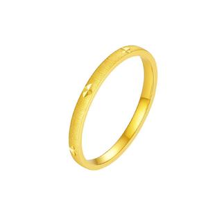 周大生黄金戒指女足金满天星素圈固口结婚订婚三金生日礼物送女友