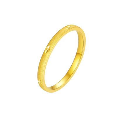 周大生黄金戒指女足金满天星素圈固口结婚订婚三金生日礼物送女友