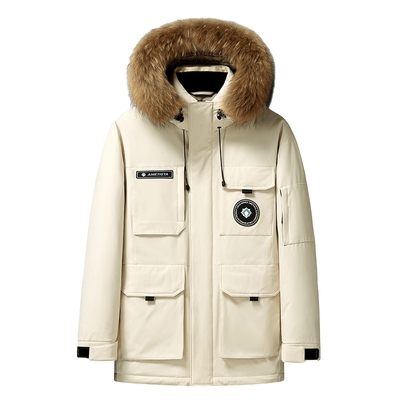 鸭鸭连帽中长款羽绒服