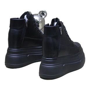 15cm高跟鞋马丁真皮女鞋高帮鞋2023小个子13cm新款厚底增高短靴子