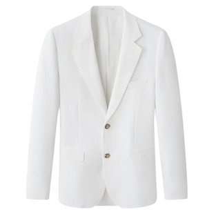 休闲西服外套男高级感英伦主持人西装男白色商务礼服修身正装上衣