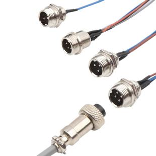 GX12带线航空插头焊线连接器公母接头延长线单公单母连接线2345芯