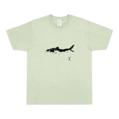 八大山人水墨鱼印花艺术小众T恤