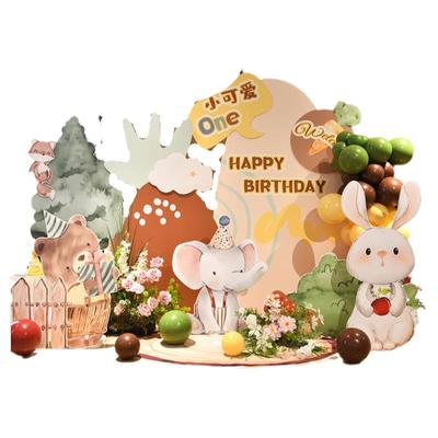 森系宝宝生日KT板周岁女孩男孩