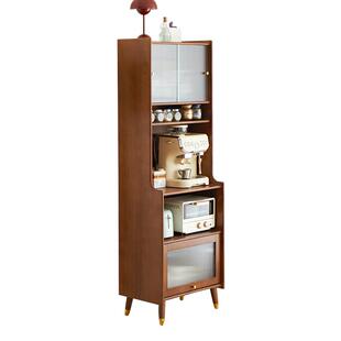 简约客厅餐边柜实木胡桃色餐边柜家用餐厅储物柜饭筷储存餐边柜子