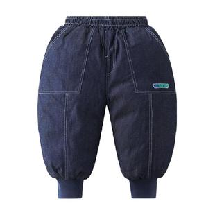 齐齐熊宝宝羽绒裤男女童冬季仿牛仔裤儿童加厚保暖滑雪裤子防寒裤