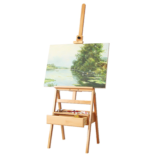 双丰画材丰丰画架HJ-1A箱体画架 榉木 实木制画架 素描绘画落地支架 油画架 学生画板套装 广告婚庆POP展示架