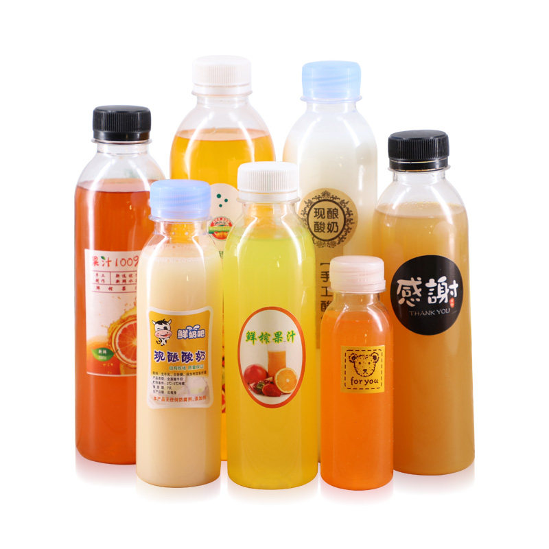 食品级PET透明塑料瓶果汁瓶饮料鲜奶一次性矿泉水瓶带盖小容量瓶